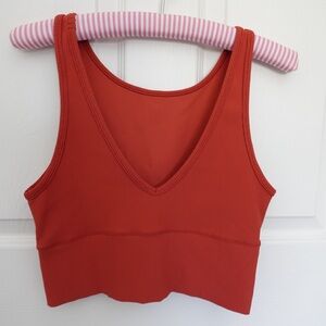 Lululemon Burnt Orange V-Neck Ribbed Cropped Bra/Tank Top